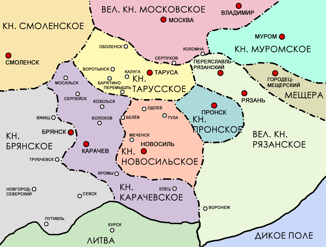 Княжества к югу от Москвы