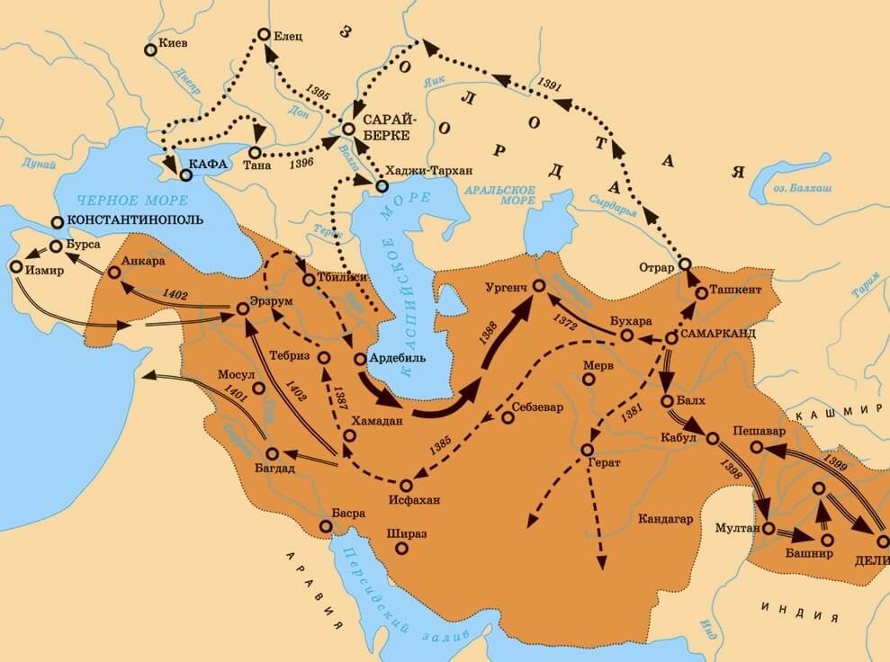  Походы Тимура, в том числе и против Тохтамыша 