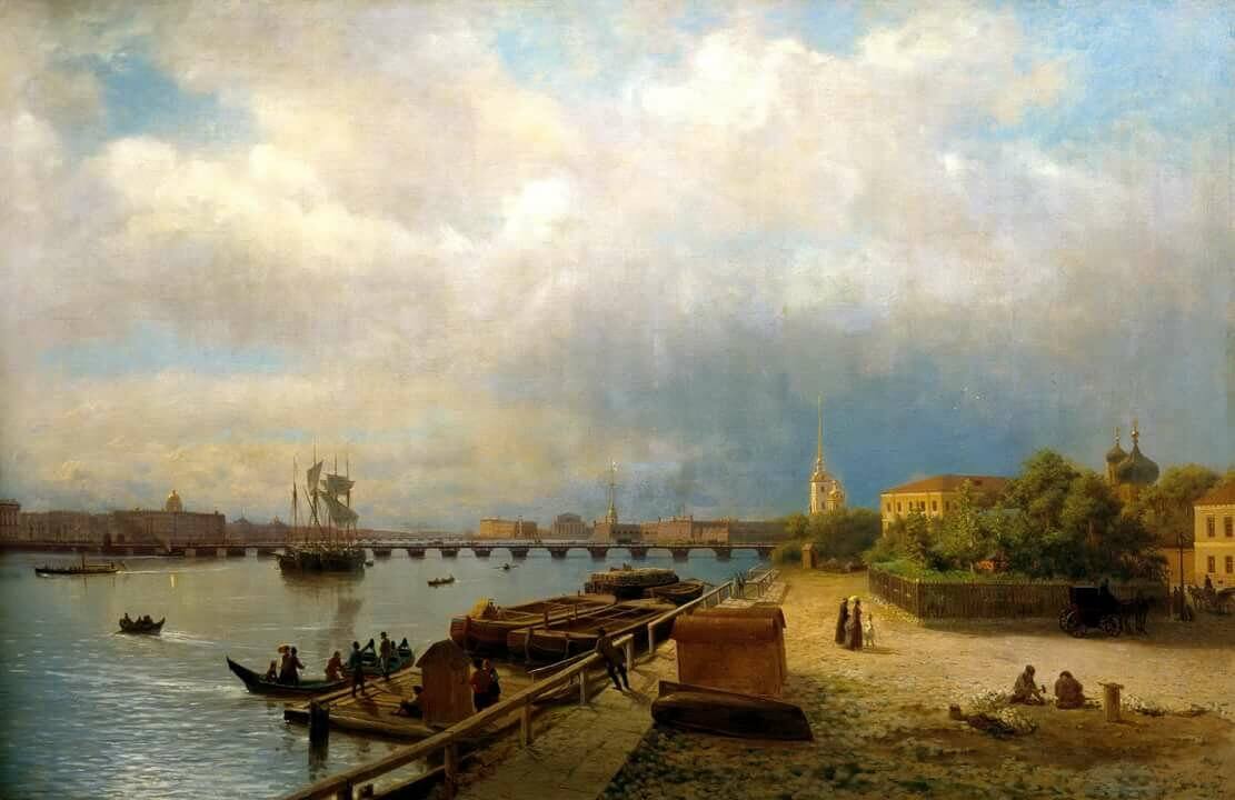 Лев Лагорио. Вид на Неву и Петропаловскую креость. 1859 г.